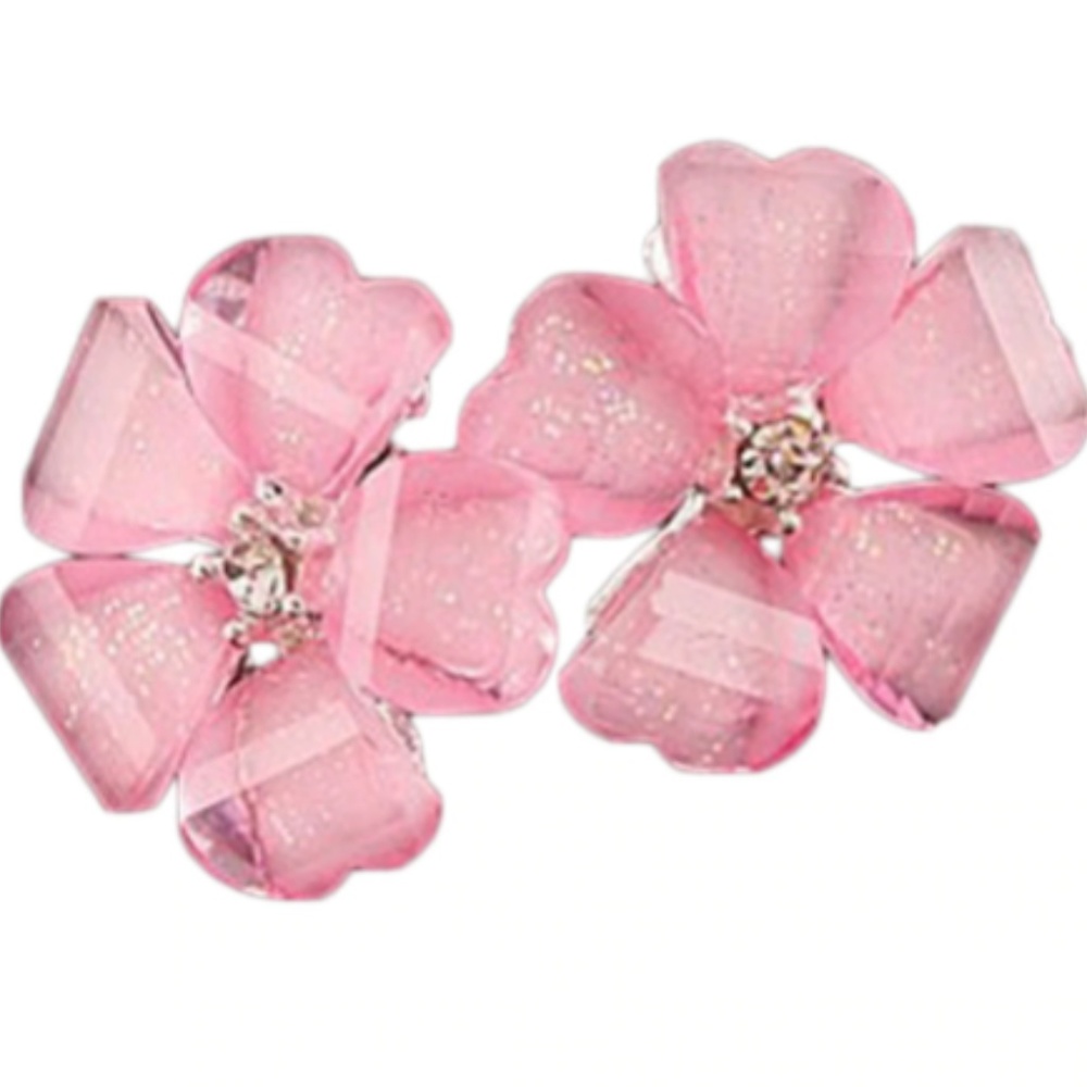 Pink Flower Stud Earrings